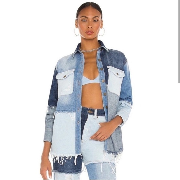 Retrofete Jackets & Blazers - Retrofete | Perri Indigo Patchwork Jean Jacket Sz: XL
